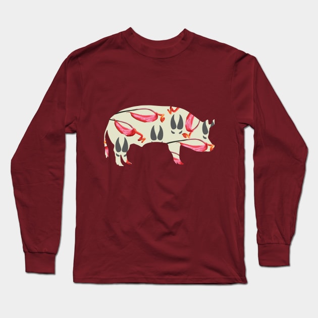 Pig Orchid Long Sleeve T-Shirt by yasminrose